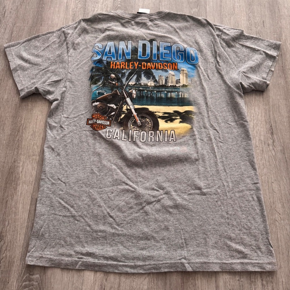 Harley-Davidson San Diego California Graphic T-Shirt Gray Large Made in USA